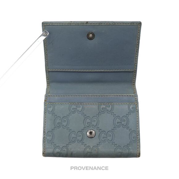 🔴 Gucci Card Holder Wallet - Powder Blue Guccissima Leather - Picture 5 of 7